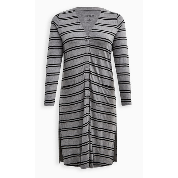 torrid Sweaters - Torrid Super Soft Longline Cardigan Button Front Gray and Black Size 2x